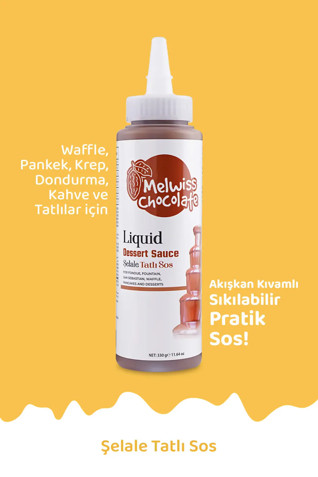 Fondü Şelale Tatlı Sos 330 g - Waffle & Krep & Pankek Sosu