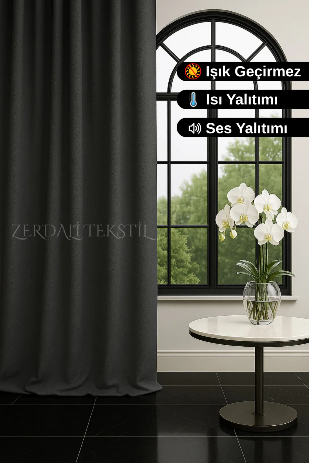 Özel Dikim Antrasit Blackout Fon Perde