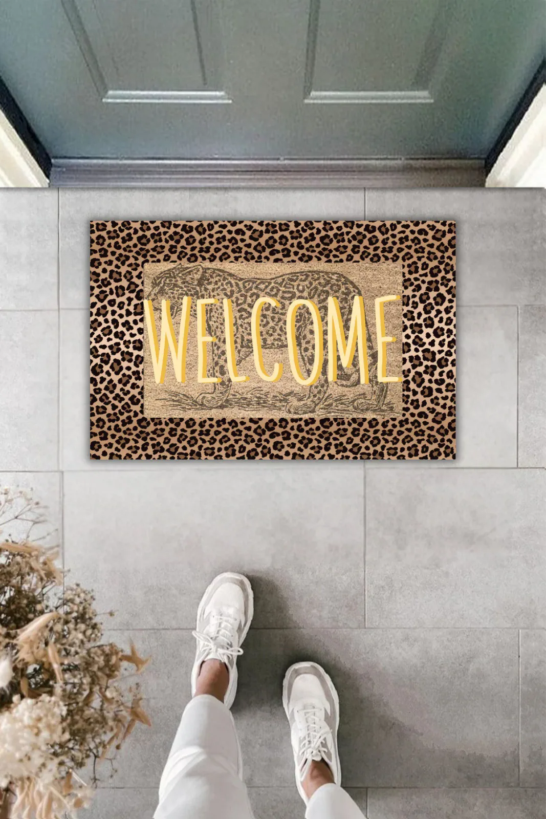 Dekoratif Dijital Leopar Desenli Paspas 70x45cm