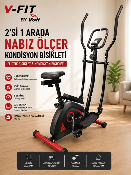 Voit V-Fit By 2’si 1 Arada Manyetik Eliptik & Kondisyon Bisikleti