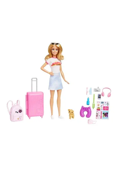 Barbie Seyahatte Bebeği ve Aksesuarları FWV25