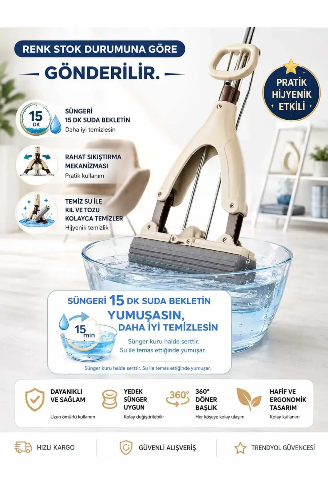 Kelebek Sıkma Mekanizmalı Mikrofiber Mop