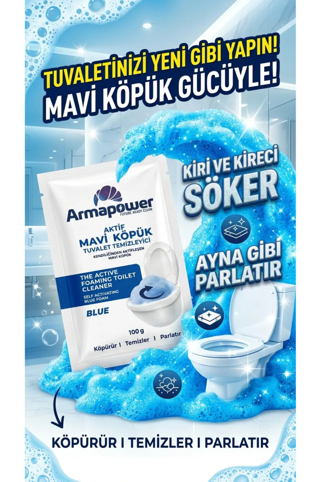 Armapower Klozet Leke ve Kreç Çözümü Okyanus Esintisi 100 gr