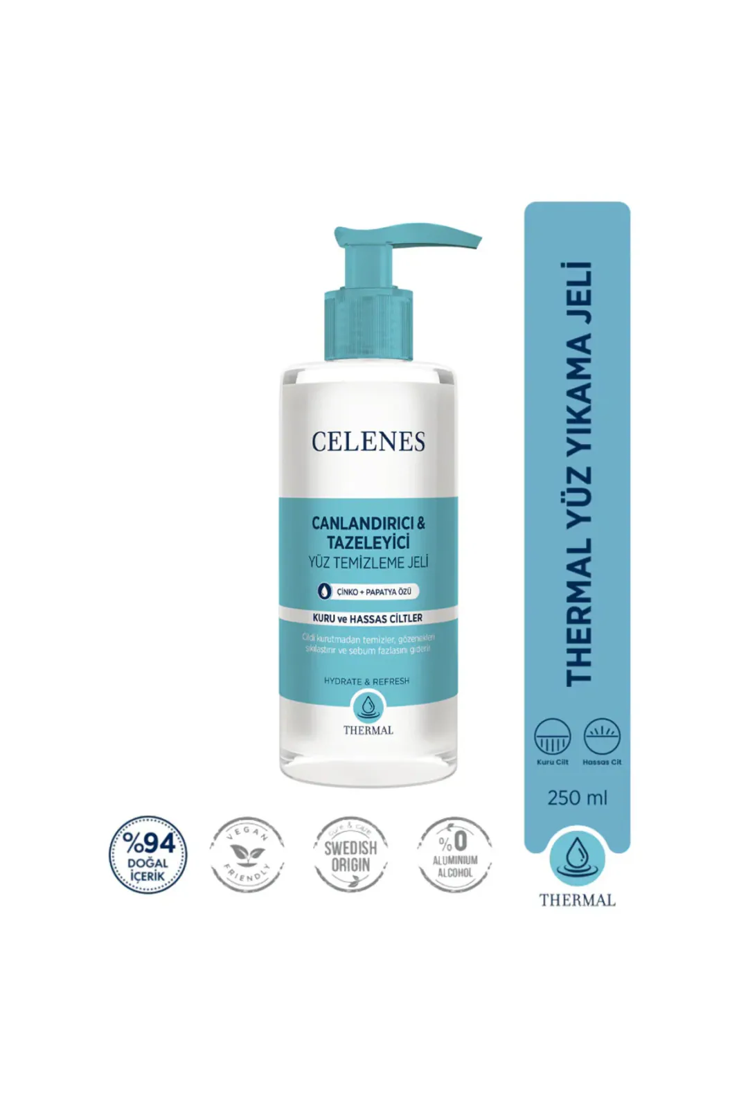 Thermal Kuru ve Hassas Ciltler için Yüz Temizleme Jeli, 250 ml