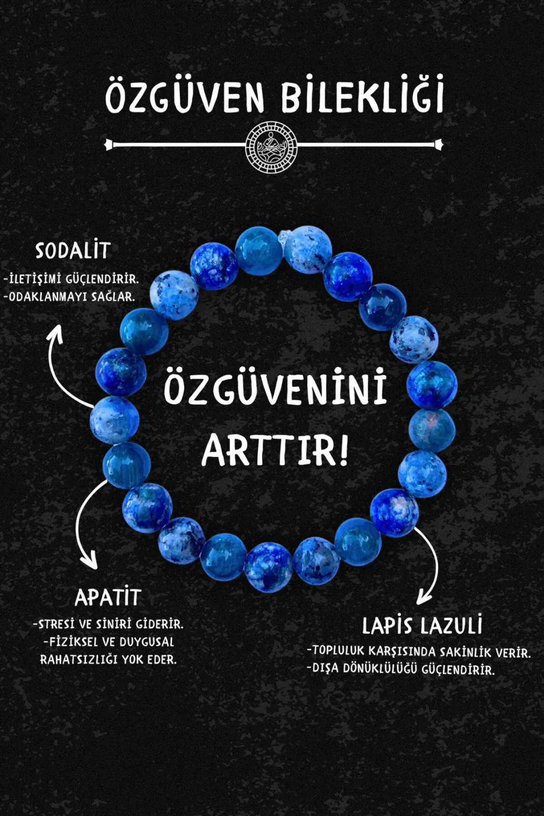 Özgüven Doğal Taş Tılsım Bilekliği Düz 8mm